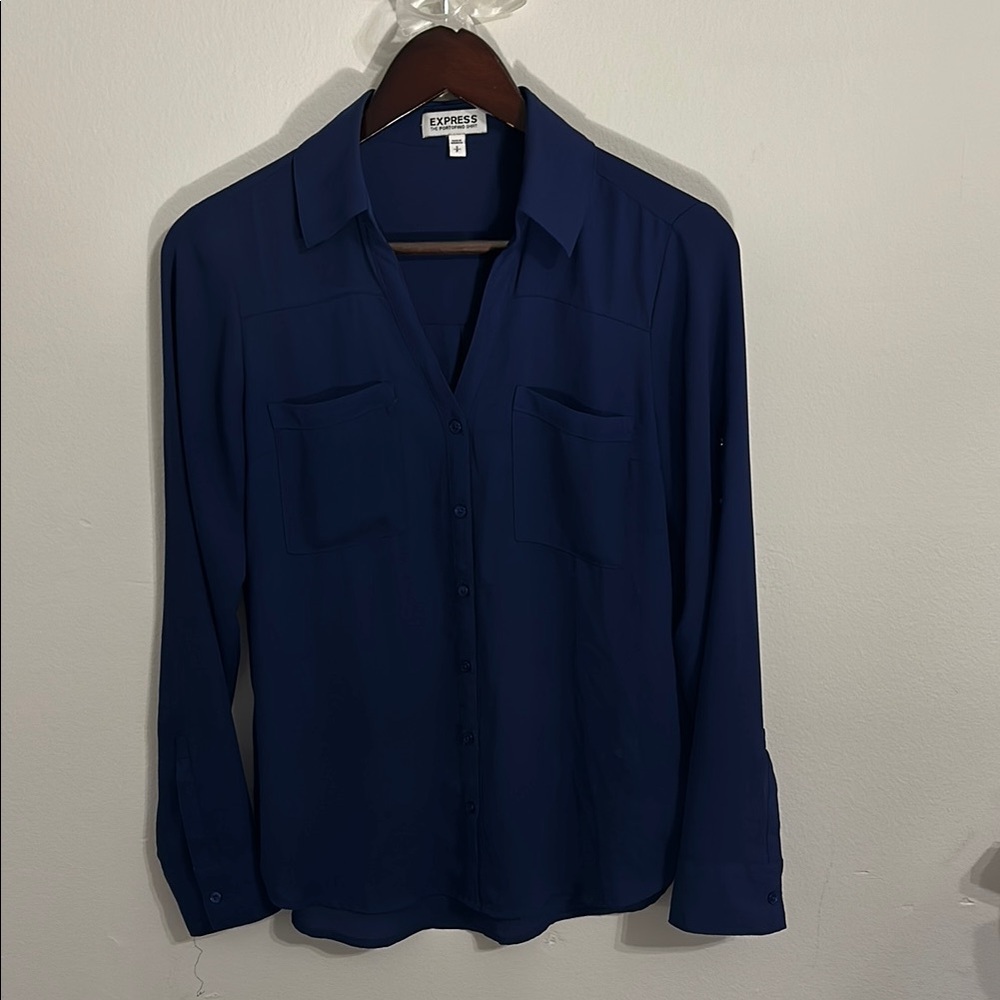 Express Deep Blue Long Sleeve Shirt